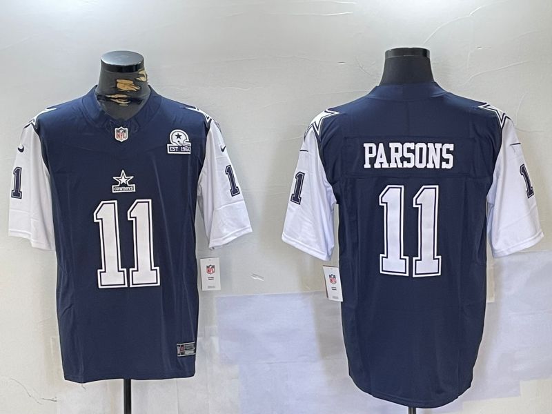 Men Dallas Cowboys #11 Parsons Blue 2024 Nike Three generations Vapor Limited NFL Jersey style 5